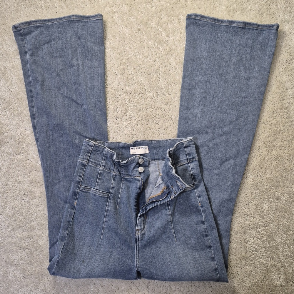 We The Free Free People Jade Flare Jeans ACTUAL 30/34 High Rise 70s Retro Hippie